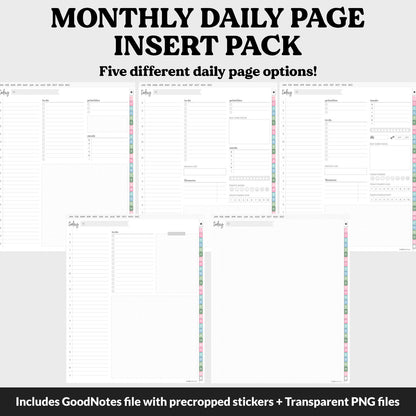 Linked Daily Portrait Digital Planner Insert | Spring | GoodNotes, iPad & Android