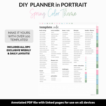 DIY Portrait Digital Planner | Spring Theme | Goodnotes, iPad & Android