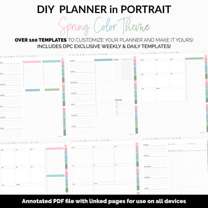 DIY Portrait Digital Planner | Spring Theme | Goodnotes, iPad & Android