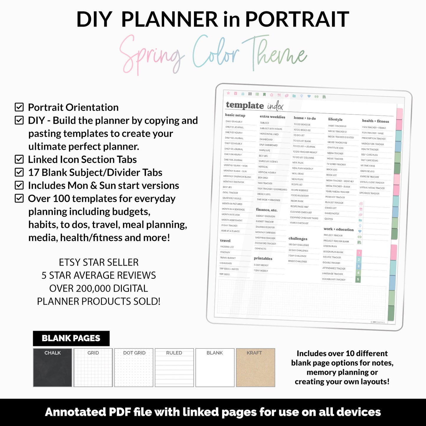 DIY Portrait Digital Planner | Spring Theme | Goodnotes, iPad & Android