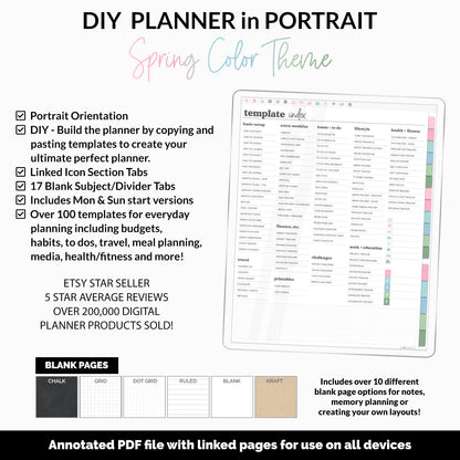 DIY Portrait Digital Planner | Spring Theme | Goodnotes, iPad & Android