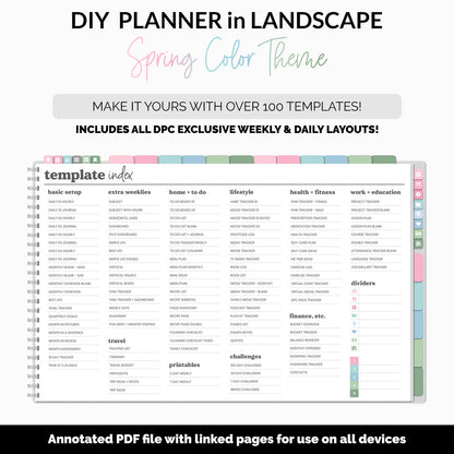 DIY Landscape Digital Planner | Spring Theme | Goodnotes, iPad & Android | Notebook