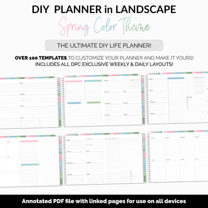 DIY Landscape Digital Planner | Spring Theme | Goodnotes, iPad & Android | Notebook