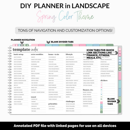 DIY Landscape Digital Planner | Spring Theme | Goodnotes, iPad & Android | Notebook