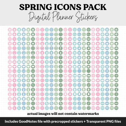 Spring Icons Digital Planner Stickers | GoodNotes, iPad and Android | Icons, Life, Weather, Everyday
