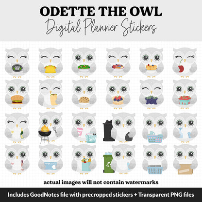 Odette the Owl Digital Planner Stickers | GoodNotes, iPad and Android | April, Spring, Kawaii, Activities