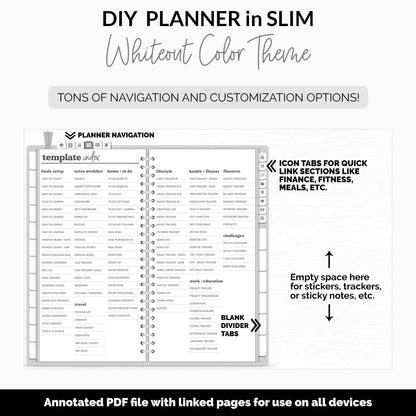 DIY Slim Digital Planner | Whiteout Theme | Goodnotes, iPad & Android | Notebook
