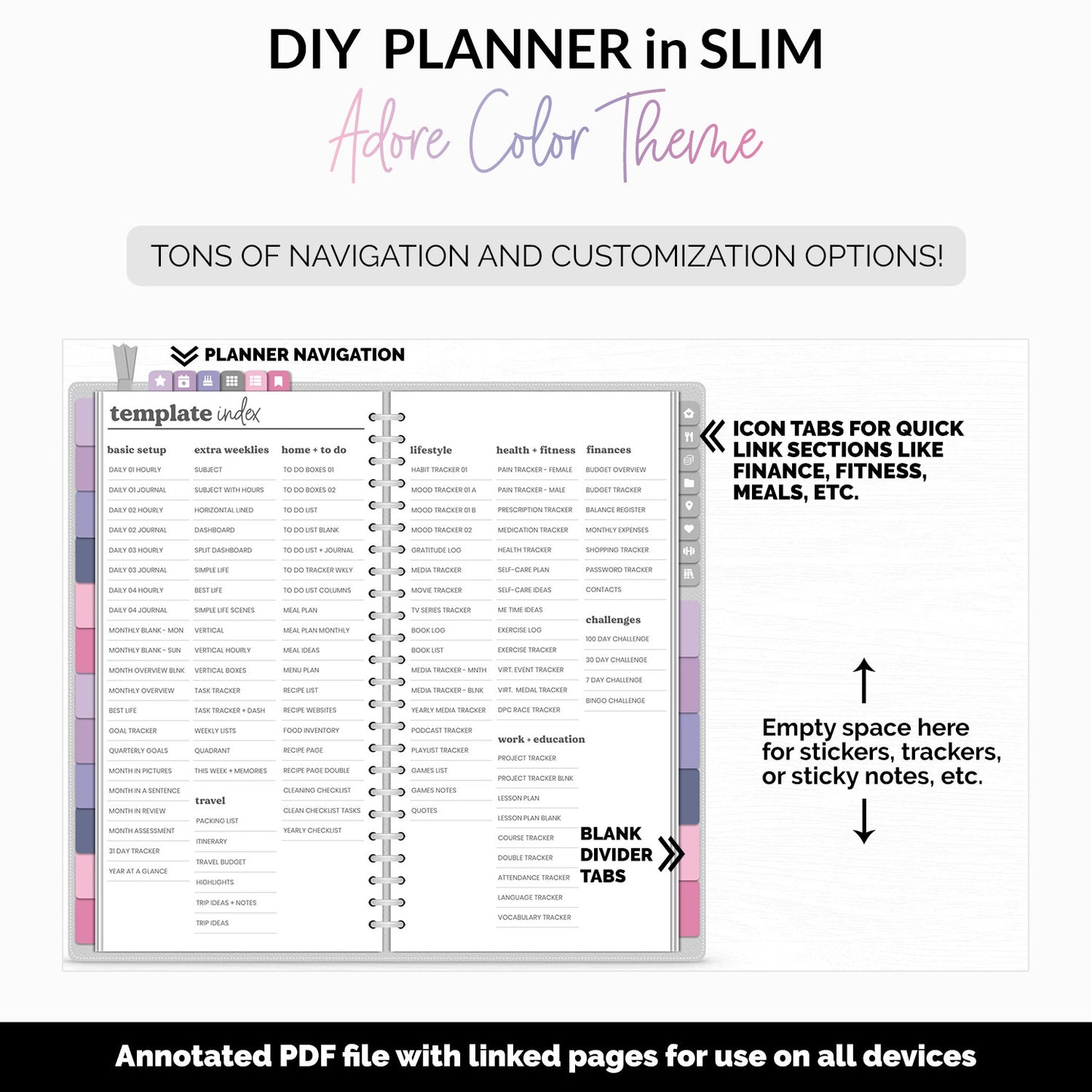 DIY Slim Digital Planner | Adore Theme | Goodnotes, iPad & Android | Notebook