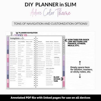 DIY Slim Digital Planner | Adore Theme | Goodnotes, iPad & Android | Notebook