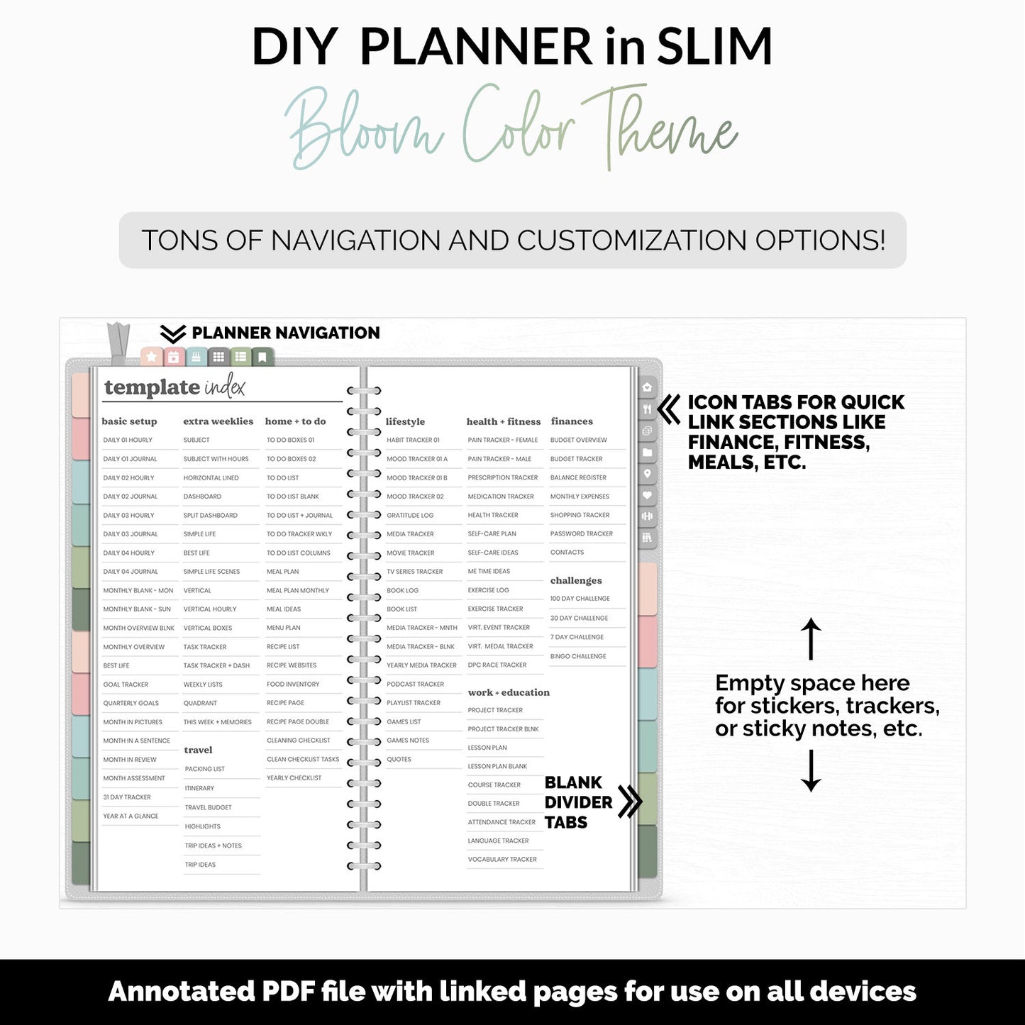 DIY Slim Digital Planner | Bloom Theme | Goodnotes, iPad & Android | Notebook