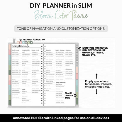 DIY Slim Digital Planner | Bloom Theme | Goodnotes, iPad & Android | Notebook