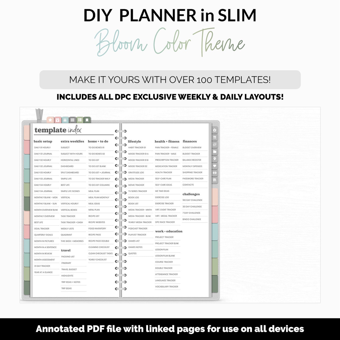 DIY Slim Digital Planner | Bloom Theme | Goodnotes, iPad & Android | Notebook