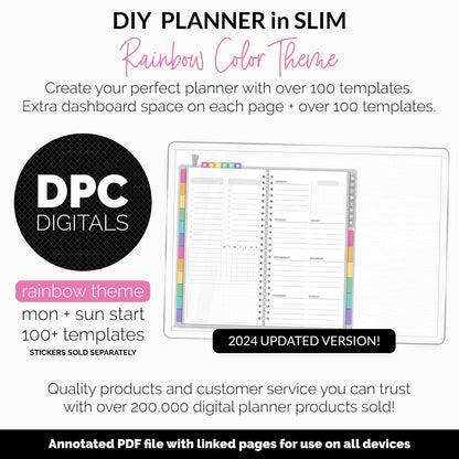 DIY Slim Digital Planner | Rainbow Theme | Goodnotes, iPad & Android | Notebook