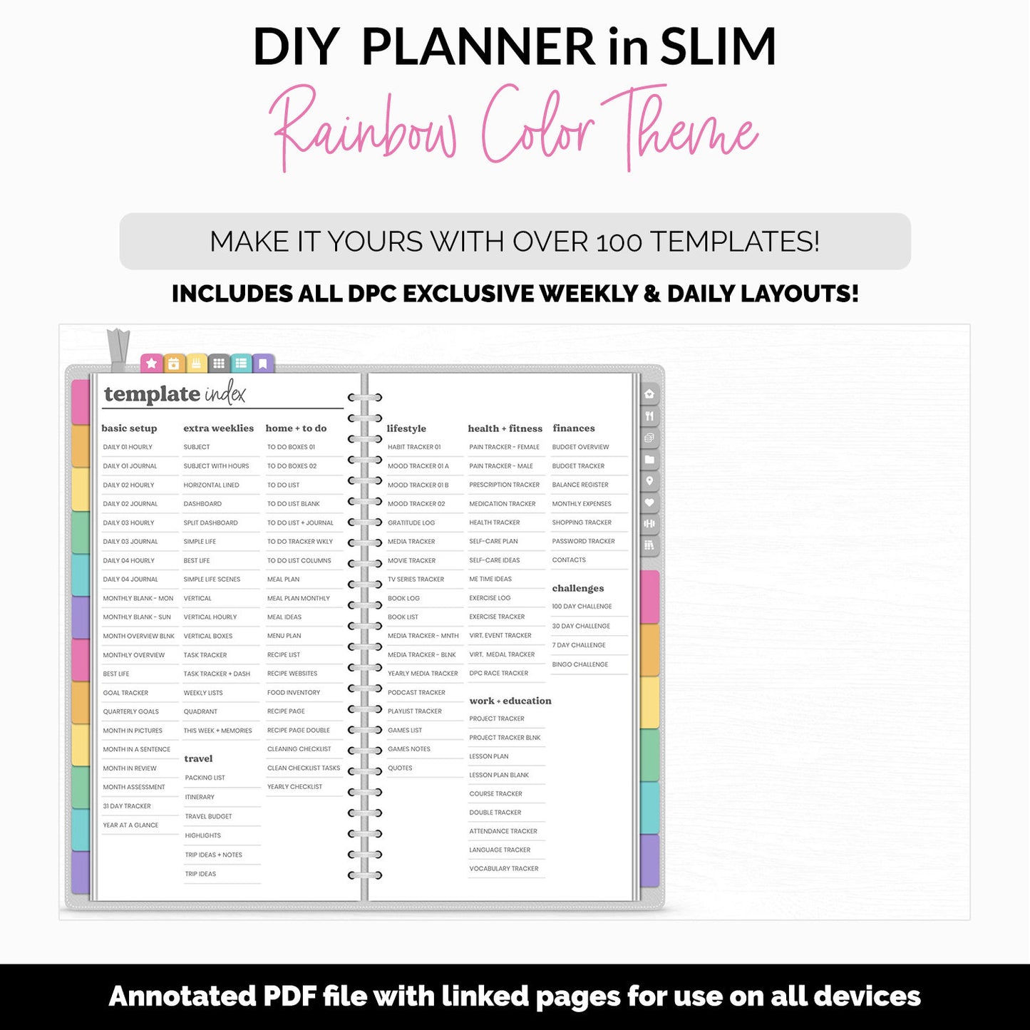 DIY Slim Digital Planner | Rainbow Theme | Goodnotes, iPad & Android | Notebook