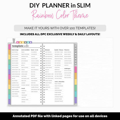 DIY Slim Digital Planner | Rainbow Theme | Goodnotes, iPad & Android | Notebook