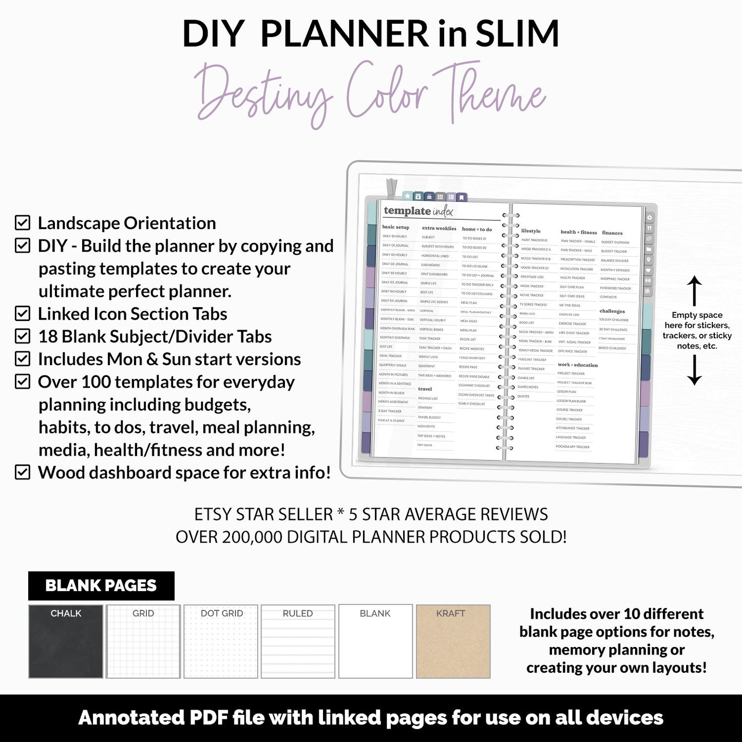 DIY Slim Digital Planner | Destiny Theme | Goodnotes, iPad & Android | Notebook