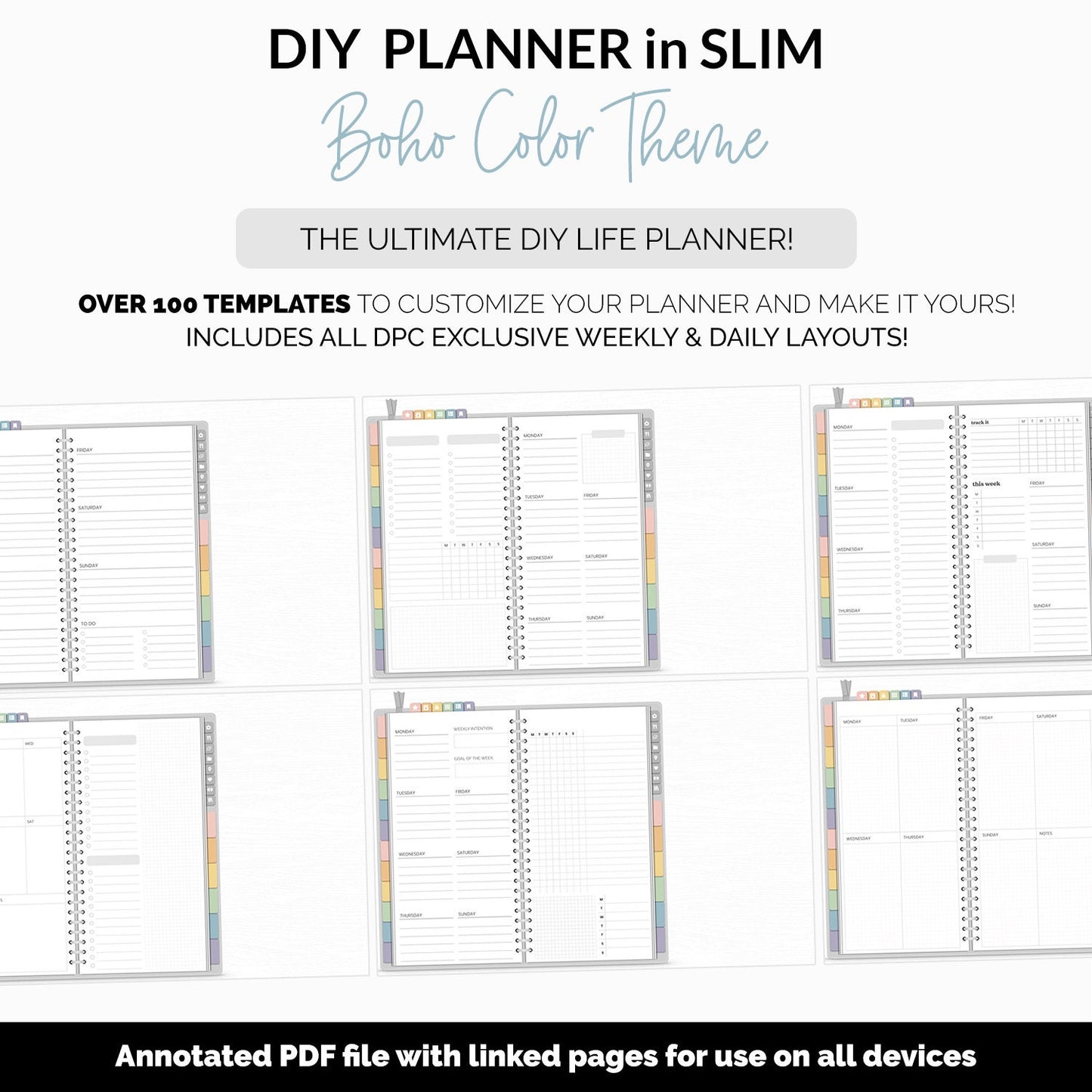 DIY Slim Digital Planner | Boho Theme | Goodnotes, iPad & Android | Notebook