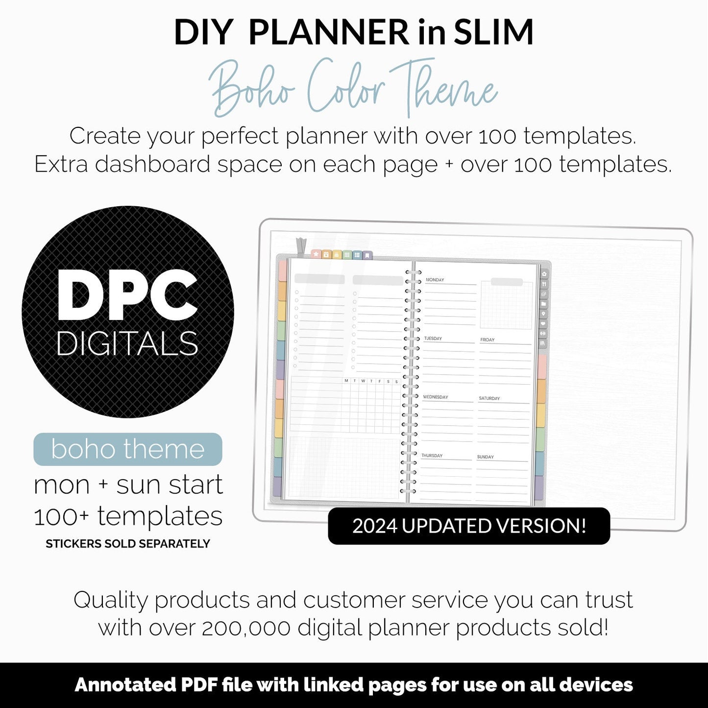 DIY Slim Digital Planner | Boho Theme | Goodnotes, iPad & Android | Notebook