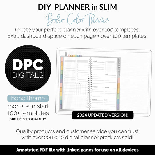 DIY Slim Digital Planner | Boho Theme | Goodnotes, iPad & Android | Notebook