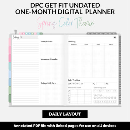 Get Fit One Month Digital Planner | Spring Theme | GoodNotes, iPad, Android | Workout, Fitness, Health, Wellness, Self-Care