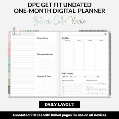Get Fit One Month Digital Planner | Bloom Theme | GoodNotes, iPad, Android | Workout, Fitness, Health, Wellness, Self-Care