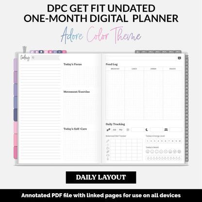 Get Fit One Month Digital Planner | Adore Theme | GoodNotes, iPad, Android | Workout, Fitness, Health, Wellness, Self-Care