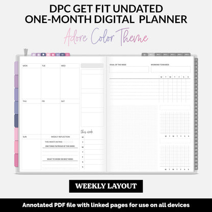 Get Fit One Month Digital Planner | Adore Theme | GoodNotes, iPad, Android | Workout, Fitness, Health, Wellness, Self-Care