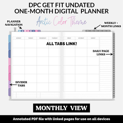 Get Fit One Month Digital Planner | Arctic Theme | GoodNotes, iPad, Android | Workout, Fitness, Health, Wellness, Self-Care
