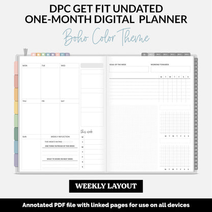 Get Fit One Month Digital Planner | Boho Theme | GoodNotes, iPad, Android | Workout, Fitness, Health, Wellness, Self-Care