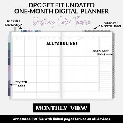 Get Fit One Month Digital Planner | Destiny Theme | GoodNotes, iPad, Android | Workout, Fitness, Health, Wellness, Self-Care