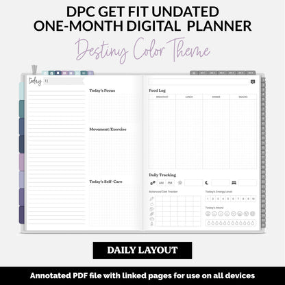 Get Fit One Month Digital Planner | Destiny Theme | GoodNotes, iPad, Android | Workout, Fitness, Health, Wellness, Self-Care