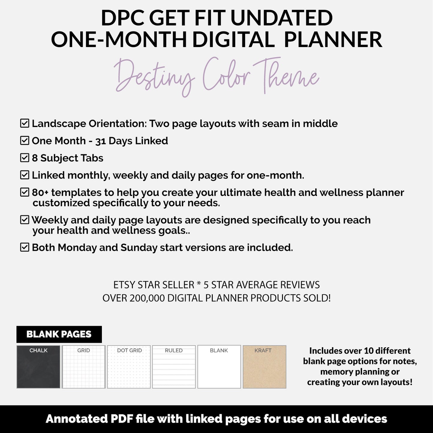 Get Fit One Month Digital Planner | Destiny Theme | GoodNotes, iPad, Android | Workout, Fitness, Health, Wellness, Self-Care