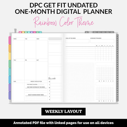 Get Fit One Month Digital Planner | Rainbow Theme | GoodNotes, iPad, Android | Workout, Fitness, Health, Wellness, Self-Care