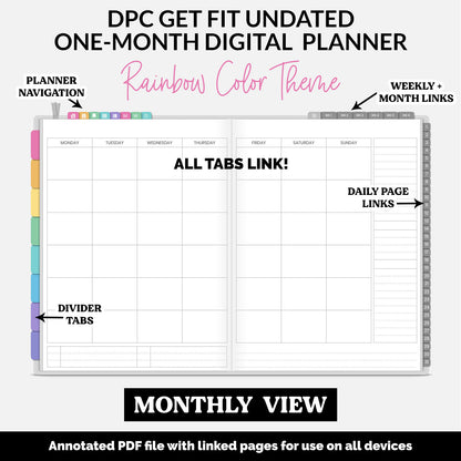 Get Fit One Month Digital Planner | Rainbow Theme | GoodNotes, iPad, Android | Workout, Fitness, Health, Wellness, Self-Care