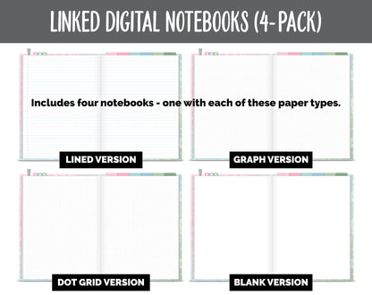 Linked Digital Notebooks 4- Pack | Spring Theme | GoodNotes, iPad & Android