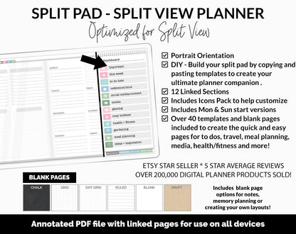 Split Pad | Split View Digital Planner | Spring Theme | GoodNotes & iPad