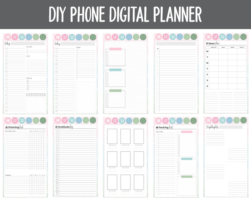 DIY Phone Digital Planner | Spring Theme | Goodnotes, iPad & Android | Hobonichi, Planner, Notebook