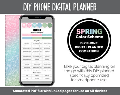 DIY Phone Digital Planner | Spring Theme | Goodnotes, iPad & Android | Hobonichi, Planner, Notebook