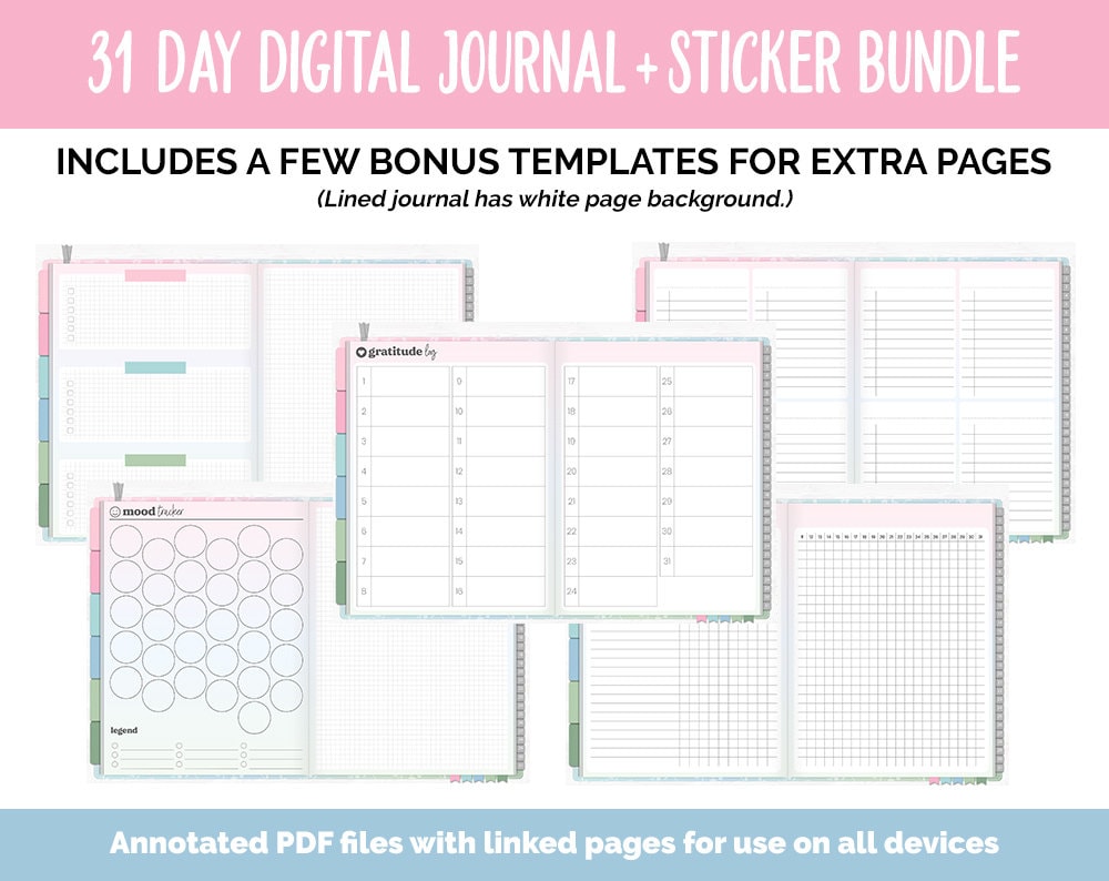 31 Day Digital Journal + Sticker Bundle | Spring Theme