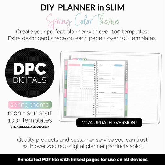 DIY Slim Digital Planner | Spring Theme | Goodnotes, iPad & Android | Notebook