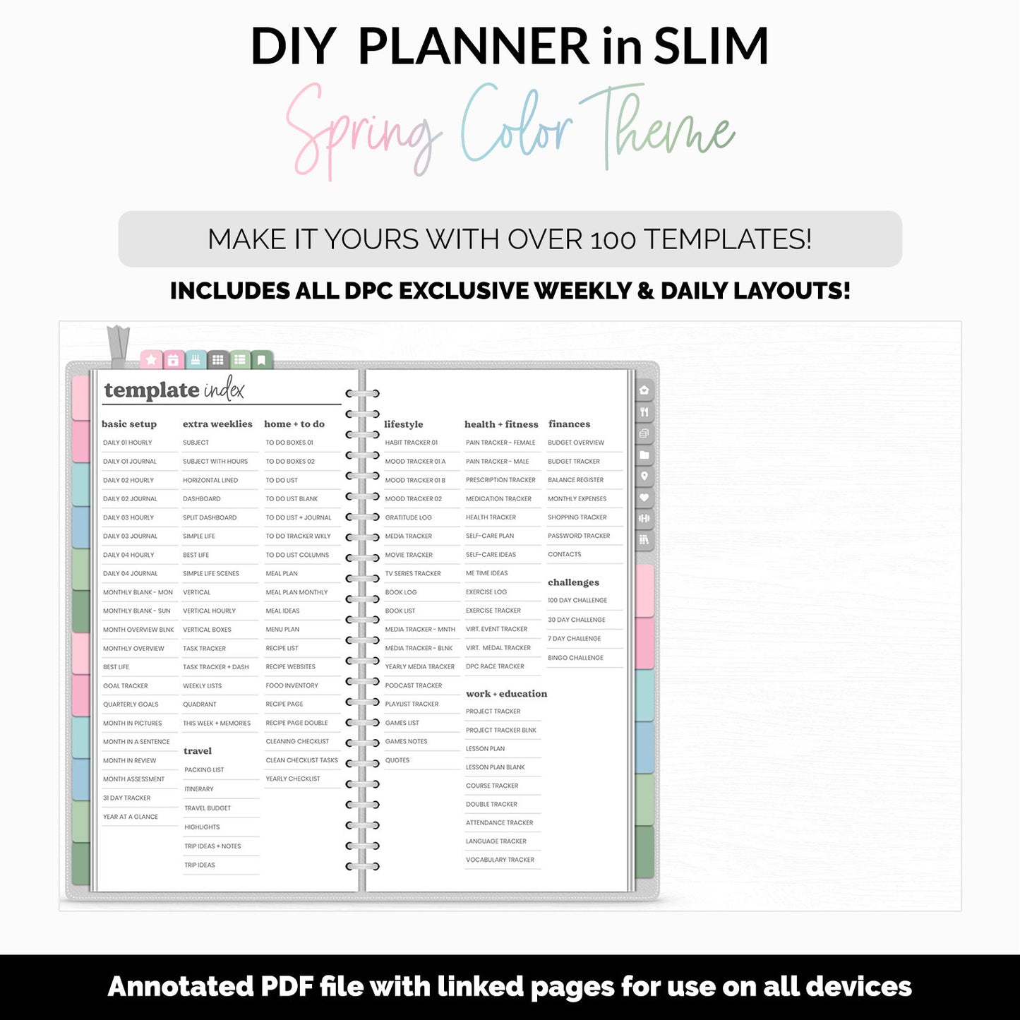 DIY Slim Digital Planner | Spring Theme | Goodnotes, iPad & Android | Notebook