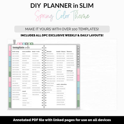 DIY Slim Digital Planner | Spring Theme | Goodnotes, iPad & Android | Notebook