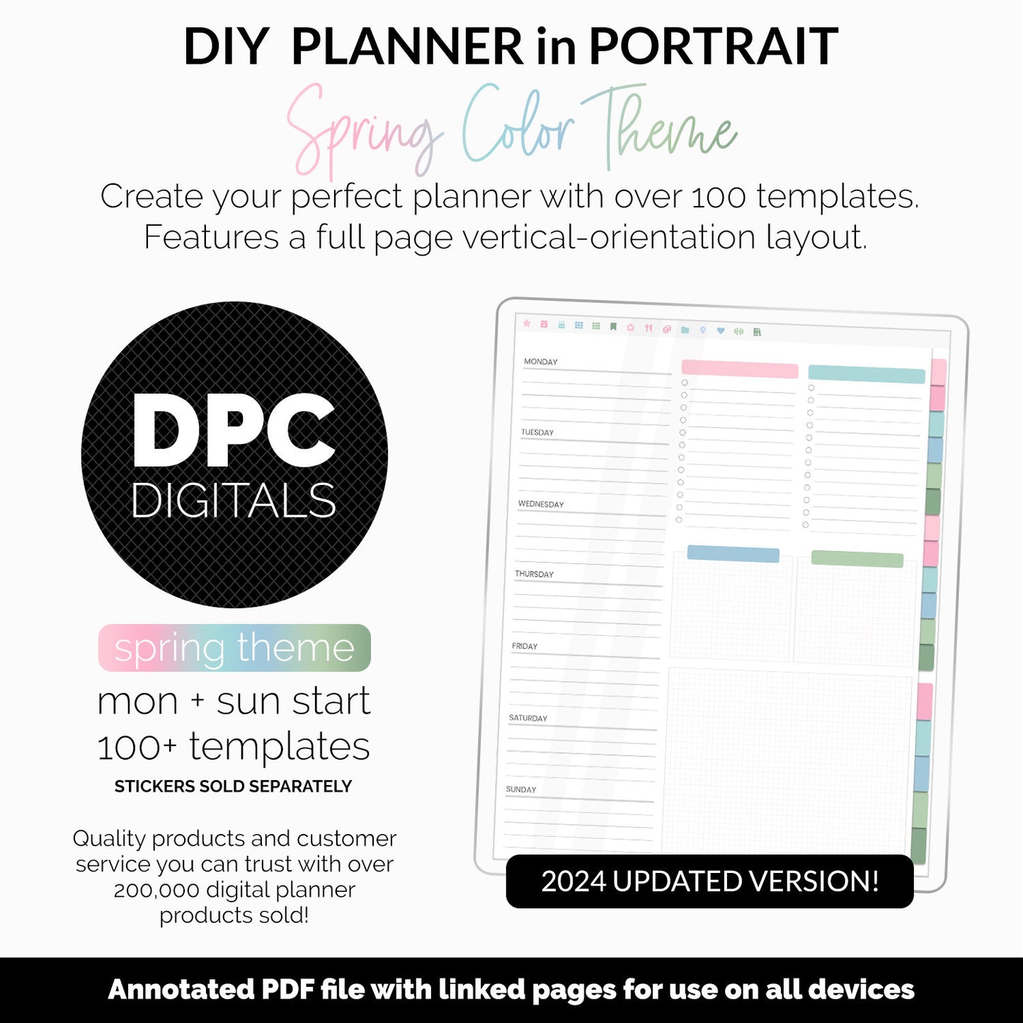 DIY Portrait Digital Planner | Spring Theme | Goodnotes, iPad & Android