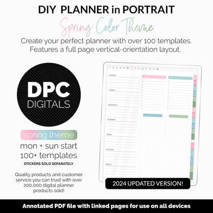 DIY Portrait Digital Planner | Spring Theme | Goodnotes, iPad & Android