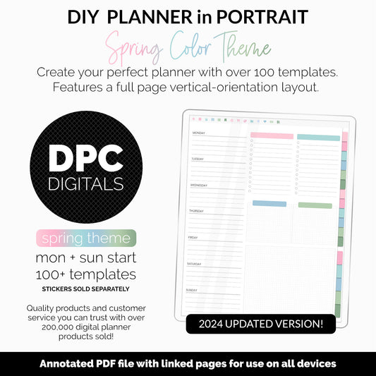 DIY Portrait Digital Planner | Spring Theme | Goodnotes, iPad & Android