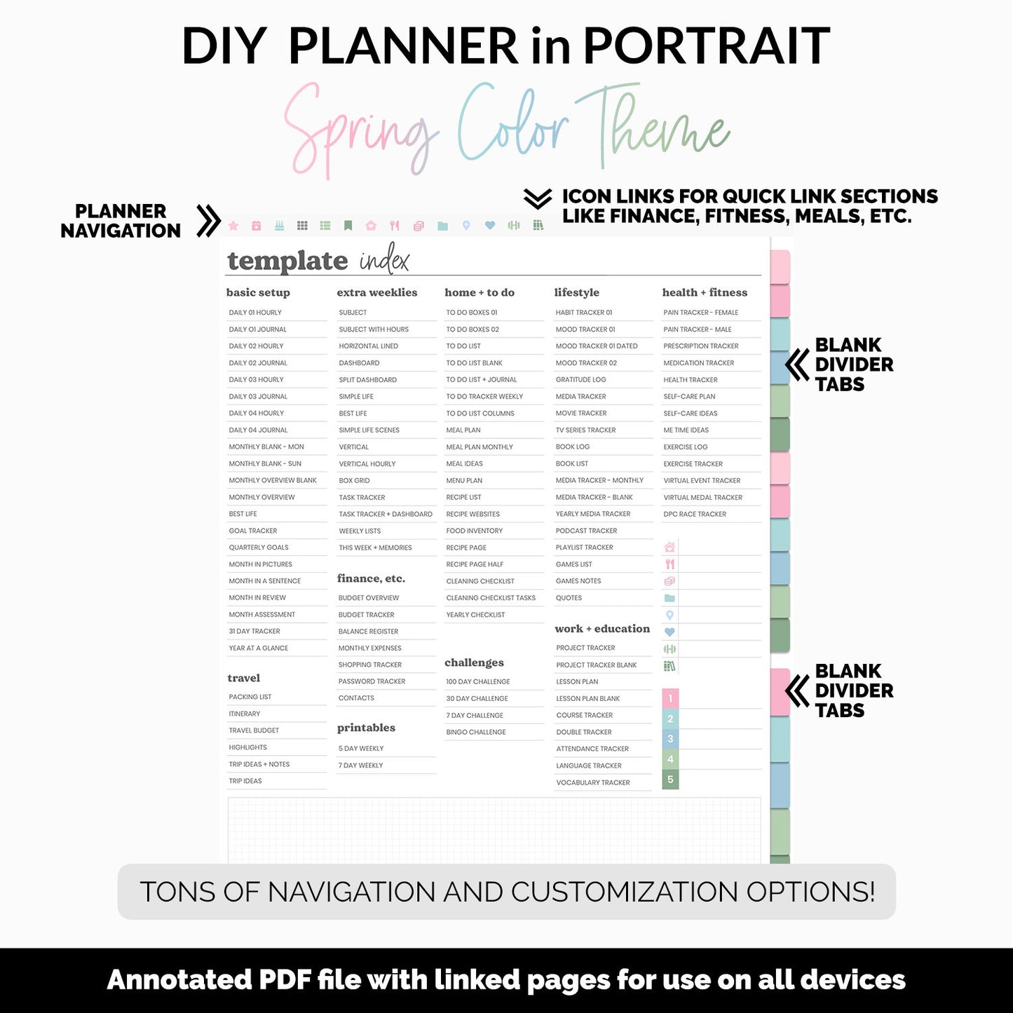 DIY Portrait Digital Planner | Spring Theme | Goodnotes, iPad & Android