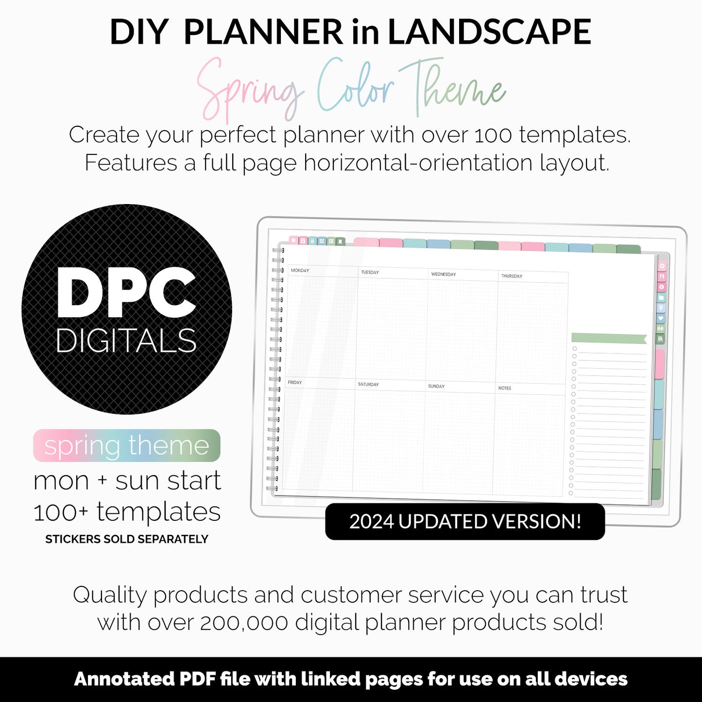 DIY Landscape Digital Planner | Spring Theme | Goodnotes, iPad & Android | Notebook