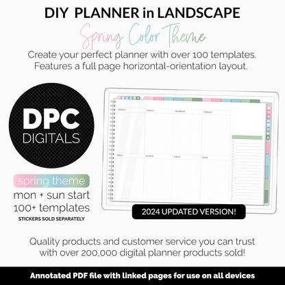 DIY Landscape Digital Planner | Spring Theme | Goodnotes, iPad & Android | Notebook