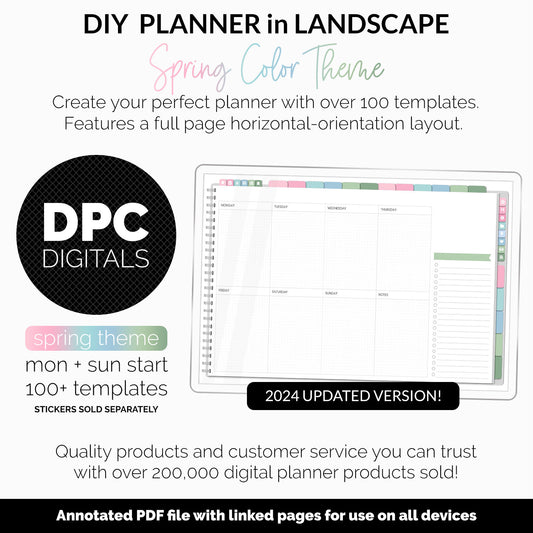 DIY Landscape Digital Planner | Spring Theme | Goodnotes, iPad & Android | Notebook