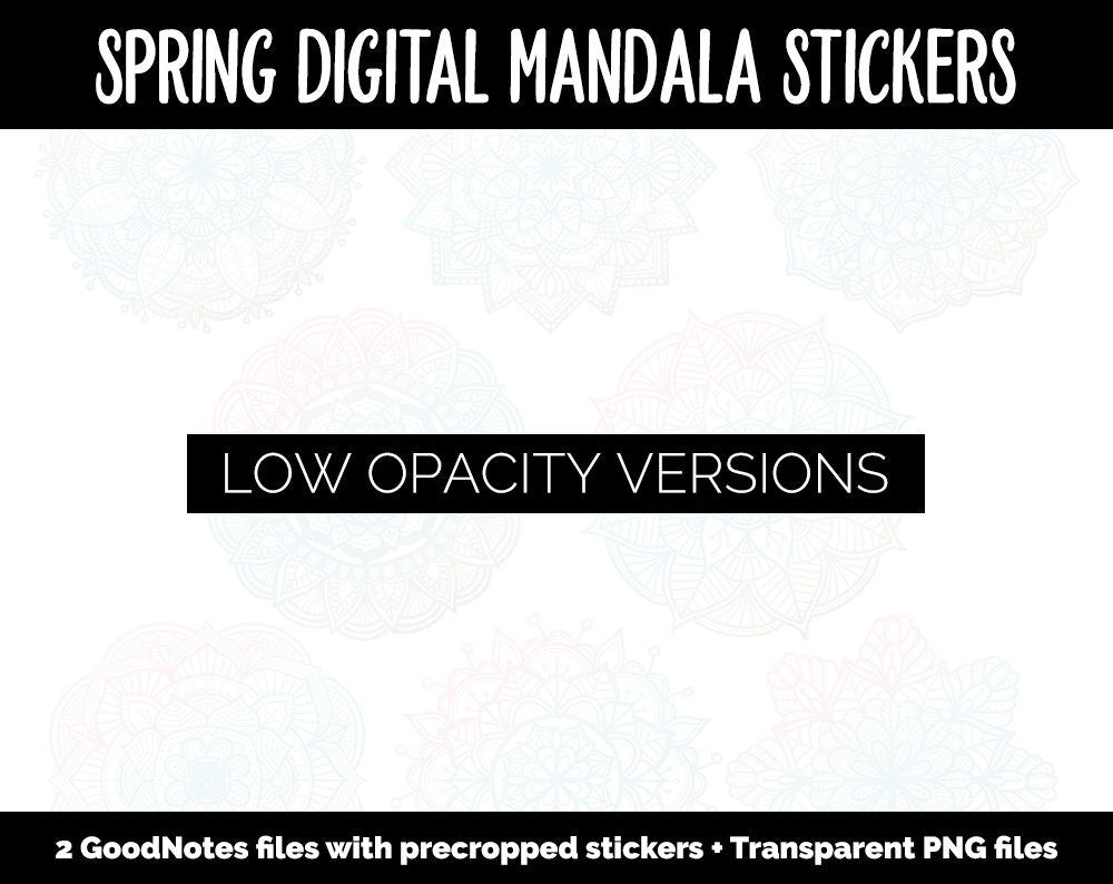Spring Mandala Digital Planner Stickers | GoodNotes, iPad and Android | Gradient, Ombre, Coloring
